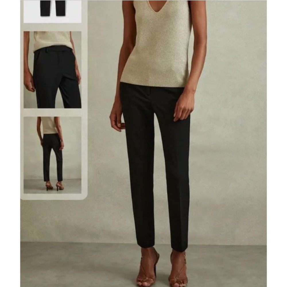 Reiss Joanne Black‎ Tailored Slim Leg Trousers Pants Women's Minimalist Size 2